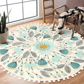 Floral Plant Throw Rugs with Pom Poms Fringe | Yedwo